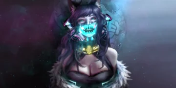 Ahri Oni Mask Cyberpunk Live Wallpaper