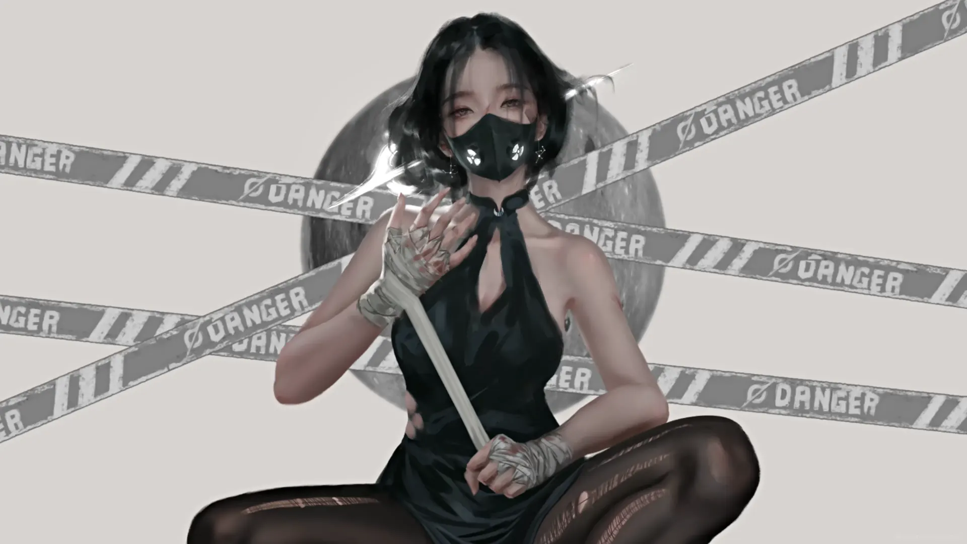 Anime girl in a gangster outfit with bold stripes, exuding confidence and urban style.