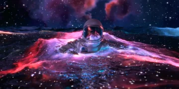 Astronaut Swimming in Space Matter Live Wallpaper