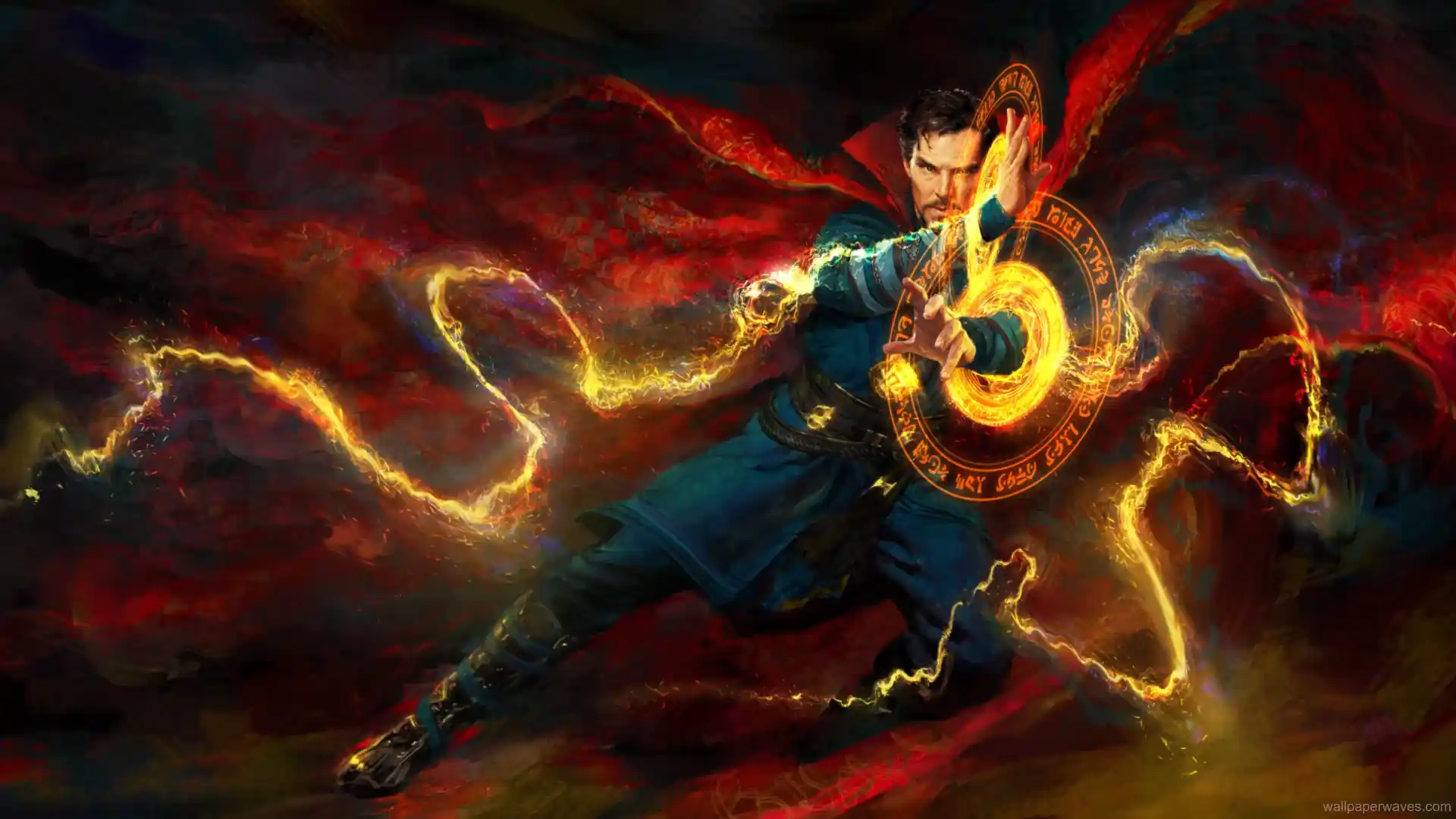 Animated depiction of Doctor Strange casting a spell with swirling mystical energies.