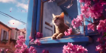 Kitty and Flower Petals Live Wallpaper