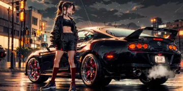 Cute Babe Black Toyota Supra Live Wallpaper