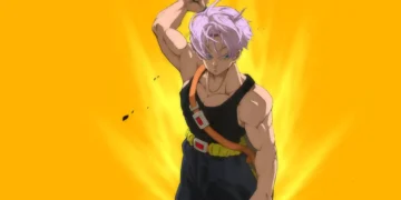 Trunks from Dragon Ball Z powering up in Super Saiyan form with sword raised and golden aura – live wallpaper