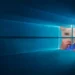 Meme cat eating chips through a glowing Windows logo with a humorous and absurd expression in animated style – wallpaper.
