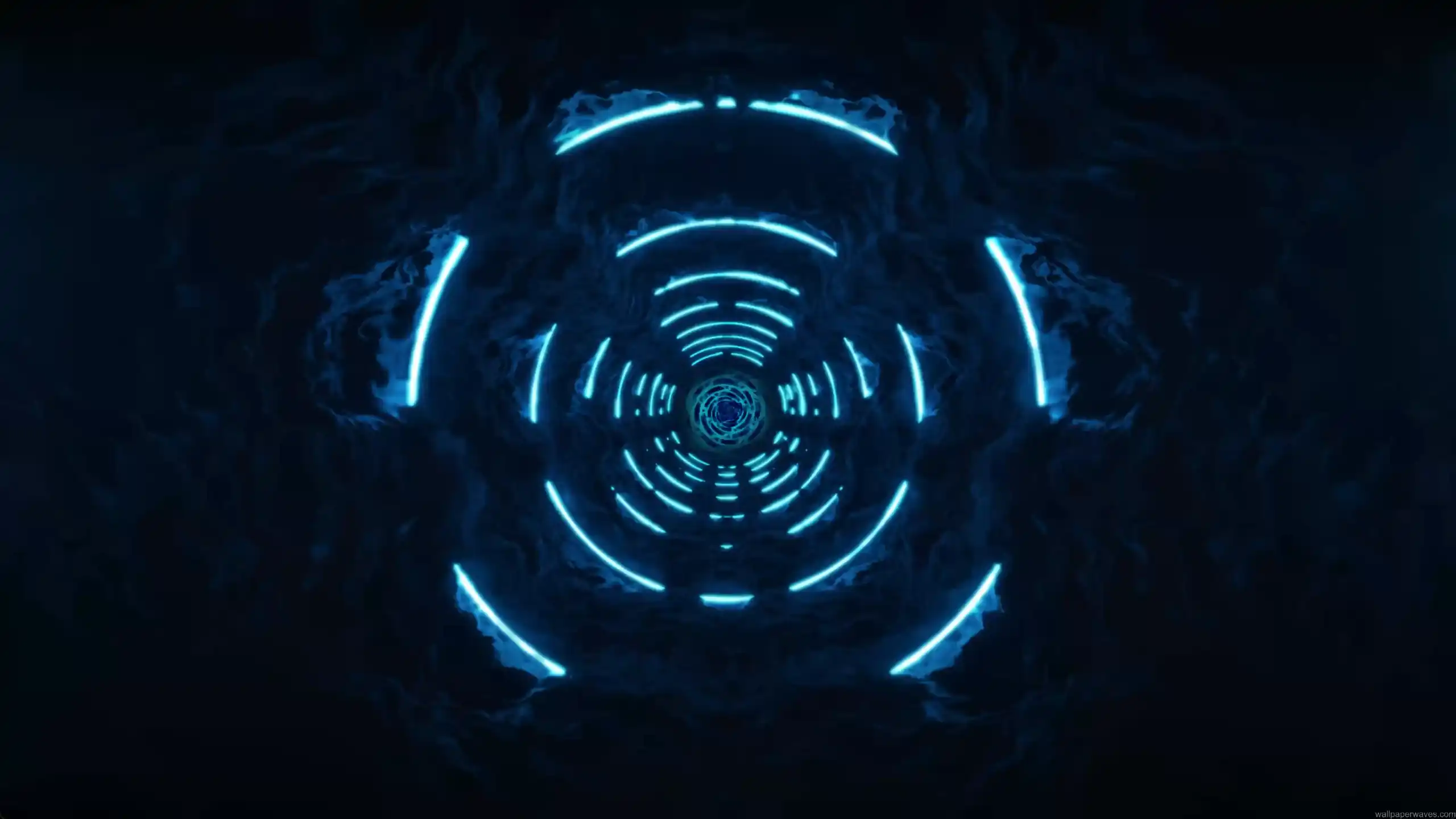 Glowing abstract tunnel of neon light spiraling like a galactic portal with cosmic textures and rotating motion – live wallpaper.