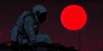 Astronaut floating in space drinking coffee with Earth in the background and stars twinkling in a peaceful sci-fi scene – animated wallpaper.