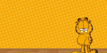 Classic cartoon Garfield lounging in hand-drawn comic style with blinking animation and subtle movement – live wallpaper.