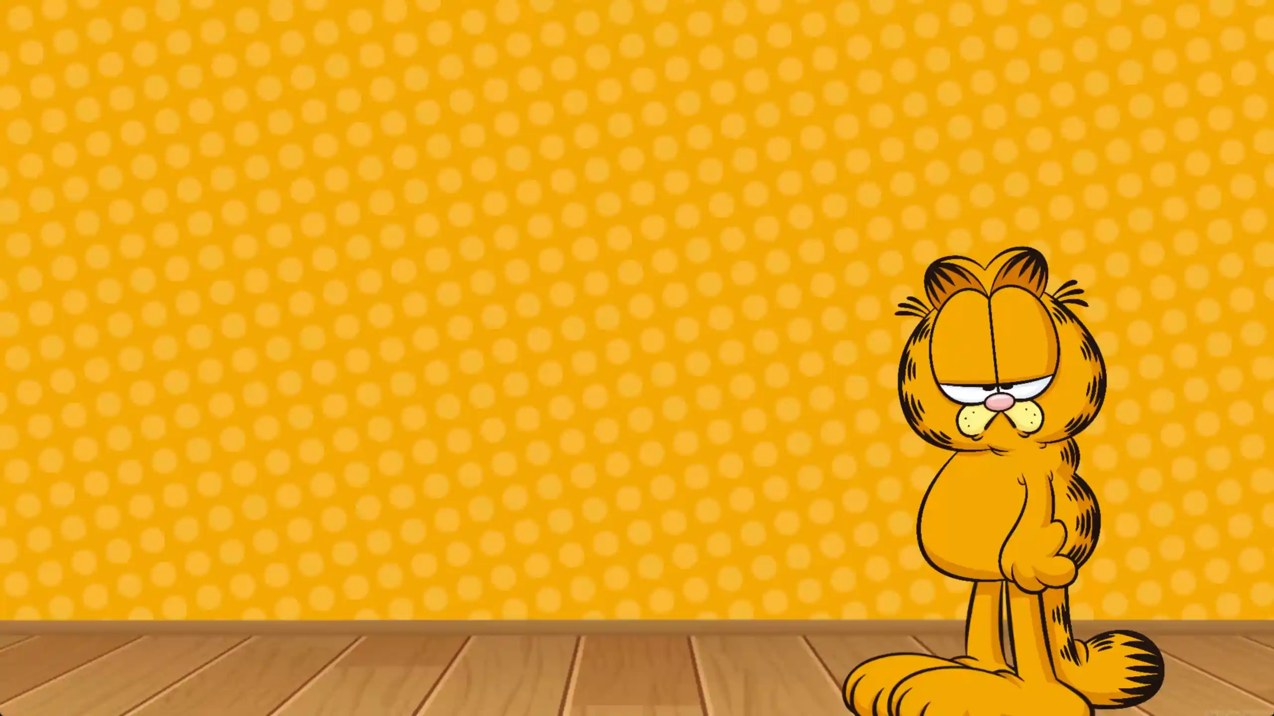 Classic cartoon Garfield lounging in hand-drawn comic style with blinking animation and subtle movement – live wallpaper.
