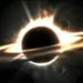 Animated black hole in deep space with swirling light, galaxy backdrop, and cosmic debris inspired by Interstellar – wallpaper.