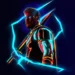 Stormbreaker glowing with blue lightning surrounded by storm clouds and neon energy in a powerful Thor-themed scene – live wallpaper.