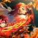 Rengoku and Tanjiro using Flame Breathing with blazing fire effects and glowing swords, Demon Slayer live wallpaper