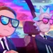Rick and Morty driving through a psychedelic wormhole with colorful trippy visuals, cosmic chaos, and surreal animated effects – live wallpaper.