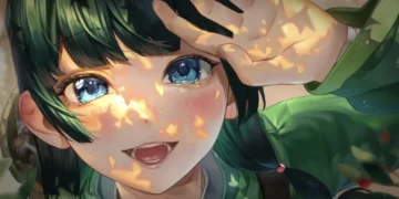 Smiling cute anime girl with soft sunlight and pastel background creating a wholesome uplifting scene in a live wallpaper