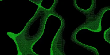 Abstract green matrix-style glitch flow with digital lines and pixel distortion live wallpaper
