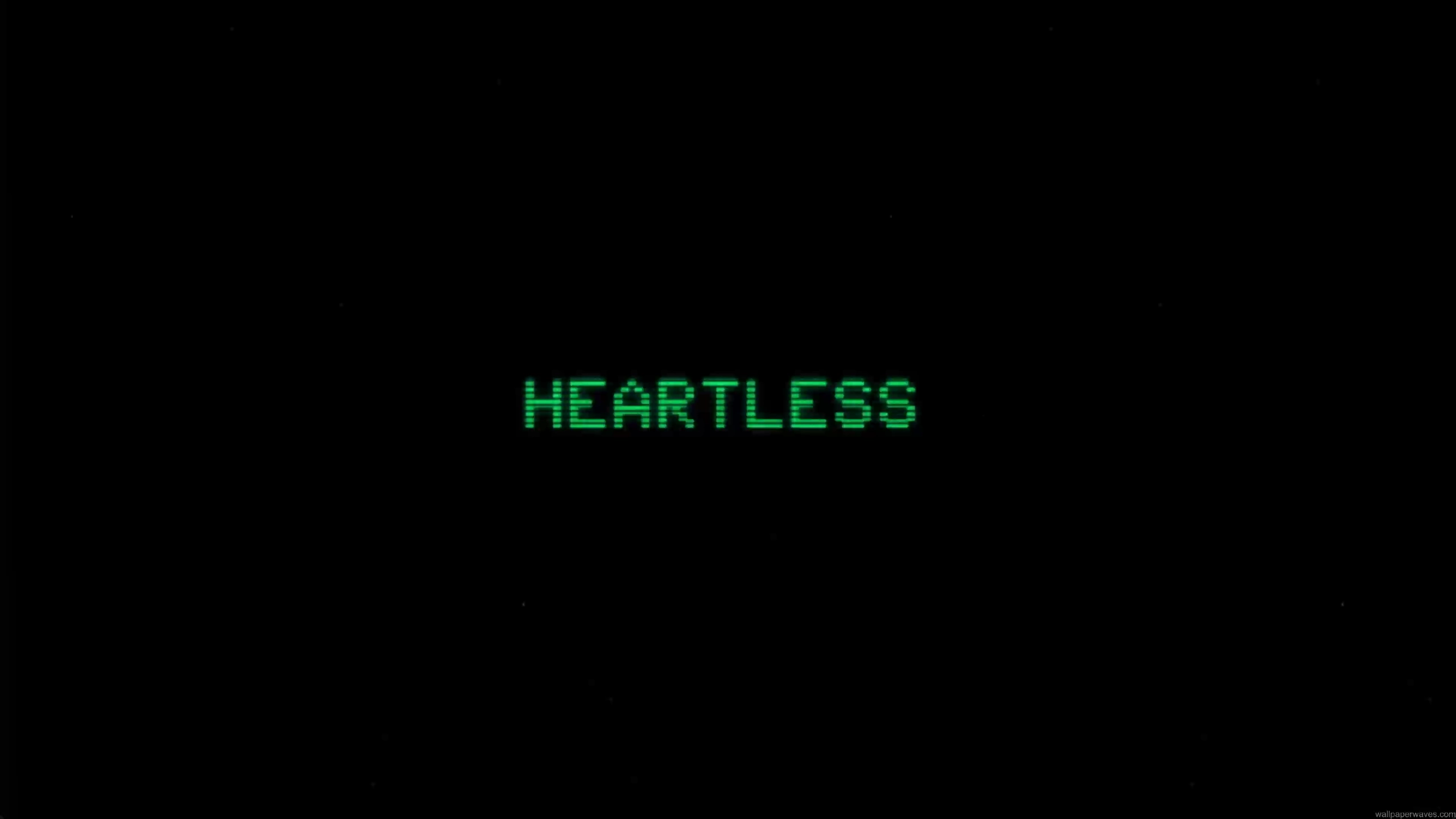 Heartless glitch text with chromatic static distortion and digital aesthetic on dark background live wallpaper
