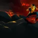 Invincible battling Omni-Man in a powerful aerial fight with glowing sky and cinematic superhero clash in a live wallpaper