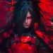 Madara Uchiha with glowing Eternal Mangekyo Sharingan eyes surrounded by swirling chakra energy in a dark anime live wallpaper