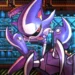 Retro pixel art Metal Sonic glowing with neon highlights against pixelated background in a nostalgic 16-bit style live wallpaper