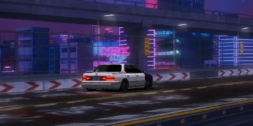 Black and white Lexus driving on an empty midnight highway with headlights cutting through the darkness in a cinematic live wallpaper
