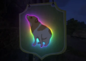 Animated dog dancing under vibrant neon lights with glowing blue, pink, and green effects in a playful meme live wallpaper