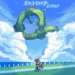 Pixel art Rayquaza from Pokémon Emerald flying above pixel clouds in a retro 8-bit style live wallpaper