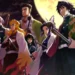 All Demon Slayer Hashira standing together under a glowing full moon with swords and shadows in a cinematic night live wallpaper