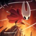 Hollow Knight Hornet Boss Fight Live Wallpaper 10 Hornet lunging with needle weapon as Knight prepares to fight in glowing Hollow Knight boss arena in a cinematic live wallpaper