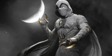 Marvel Moon Knight standing in white robes under glowing moonlight with crescent blades in a dark heroic live wallpaper