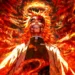 Rengoku using Flame Breathing with blazing sword surrounded by roaring fire in a dramatic Demon Slayer live wallpaper