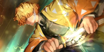Zenitsu Agatsuma unleashing First Form Thunderclap with glowing yellow lightning arcs in a dramatic Demon Slayer live wallpaper
