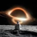 Astronaut Black Hole Horizon Live Wallpaper 10 Astronaut sitting on the moon watching a glowing black hole with cosmic light and stars live wallpaper