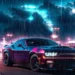 Cyberpunk Dodge Challenger Neon Rain Live Wallpaper 10 Cyberpunk Dodge Challenger glowing under neon lights in rainy futuristic city night live wallpaper