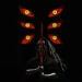 Kokushibo Upper Moon One holding sword in darkness with six glowing red eyes behind him in a demonic Demon Slayer live wallpaper