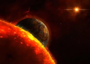 Planet Collision Cosmic Inferno Live Wallpaper 2 Burning planet colliding with another in fiery cosmic explosion surrounded by glowing red plasma live wallpaper