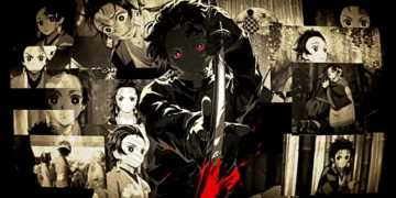 Tanjiro Kamado Memory Flashback Live Wallpaper 11 Tanjiro Kamado with glowing red eyes holding sword surrounded by sepia-toned flashback memories live wallpaper