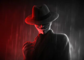 V for Vendetta Shadow Mask Live Wallpaper 1 Mysterious masked figure in fedora standing in red and black rain shadows live wallpaper
