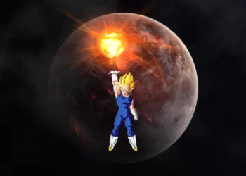 Vegeta Final Flash Planet Strike Live Wallpaper 4 Super Saiyan Vegeta charging Final Flash attack in outer space above a glowing planet in Dragon Ball live wallpaper