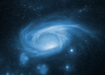 Cosmic Blue Galaxy Swirl Live Wallpaper 1 A glowing blue spiral galaxy surrounded by stars, nebula clouds, and deep space darkness in a serene cosmic scene live wallpaper.