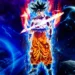 Goku Ultra Instinct Celestial Aura Burst Live Wallpaper 10 Goku in Ultra Instinct form surrounded by glowing blue and red energy, standing in deep space with planets, galaxies, and cosmic light behind him in a dramatic anime art style live wallpaper.