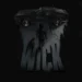 Silhouette of John Wick walking with his dog toward a black Mustang on a rainy night with his name on the pavement in a dark cinematic live wallpaper.