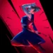 Nobara Kugisaki striking with her hammer as nails burst outward over a red glowing background live wallpaper