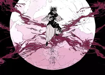 Choso using cursed blood technique with flowing crimson blood streams, pale moon background, dark Jujutsu Kaisen anime art style live wallpaper