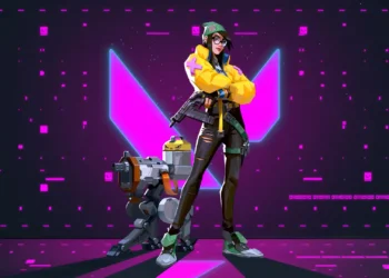 Killjoy VALORANT Cyberpunk Style Live Wallpaper 1 Killjoy from Valorant standing with turret in neon cyberpunk environment, yellow jacket, futuristic tech background, and digital glow live wallpaper