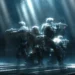 Call of Duty Modern Warfare soldiers squad in heavy rain tactical formation with guns cinematic dark battlefield scene wallpaper