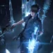 Noctis Lucis Caelum from Final Fantasy XV summoning glowing blue spectral weapons around him with magical armiger arsenal floating in dark fantasy environment with radiant energy effects live wallpaper