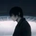Toji Zenin standing under structure in rain with dark wet hair covering eyes, moody anime lighting, quiet assassin atmosphere, dramatic rainy scene with cold shadow aesthetic live wallpaper