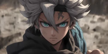 Asta Black Clover intense close up anime warrior silver hair green eyes battle ready determined expression wallpaper