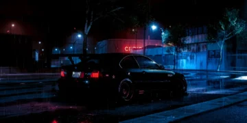 BMW M3 NFS rain night neon street racing car dark aesthetic wet road reflections urban night drive wallpaper