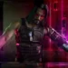 Cyberpunk 2077 Johnny Silverhand neon bar cyber arm red glasses futuristic city rebellion aesthetic gaming wallpaper