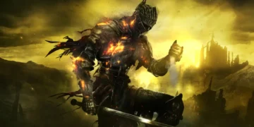 Dark Souls ember knight burning armor sword ruins golden sky ashes fire warrior cinematic dark fantasy wallpaper